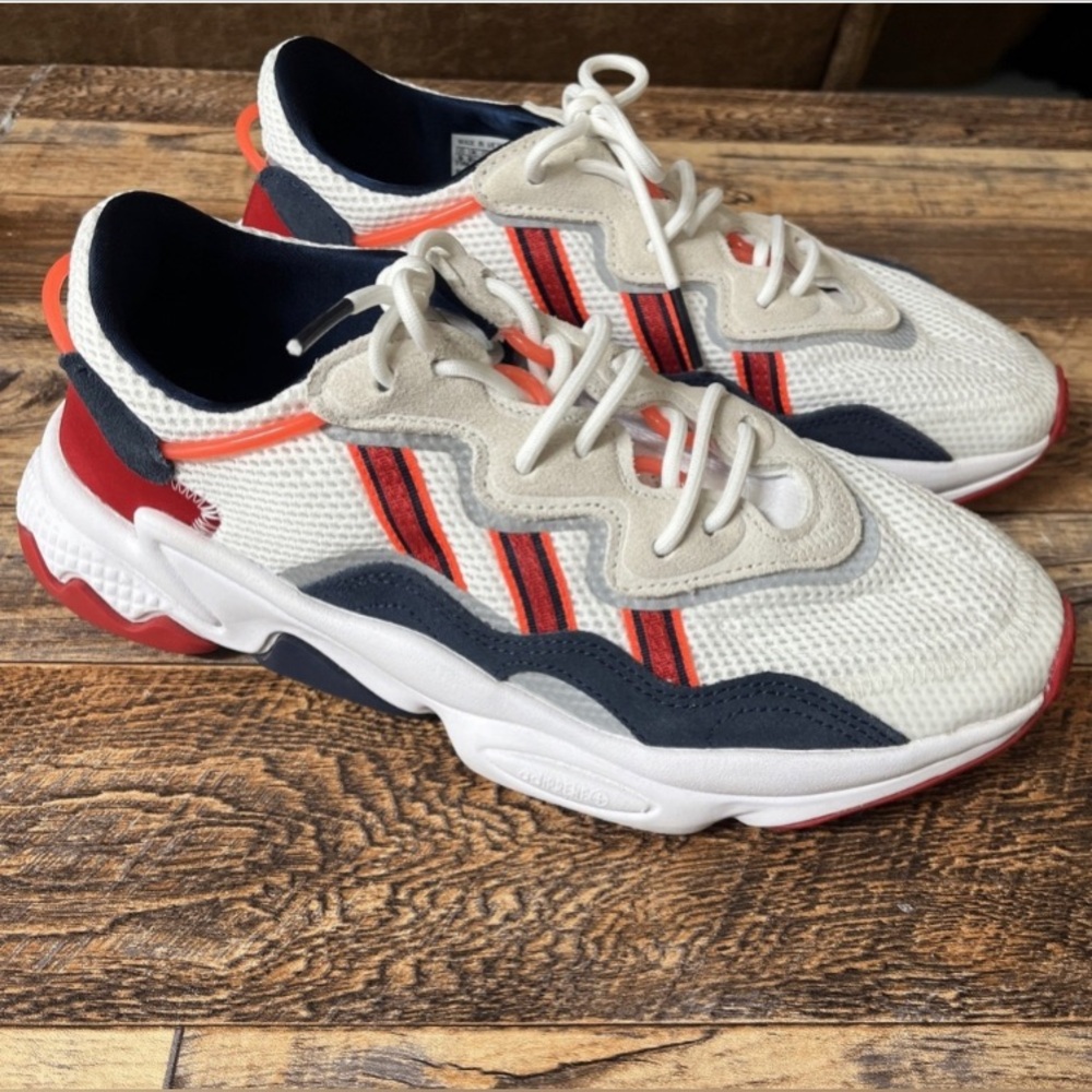Adidas Originals Ozweego White, Collegiate Navy Scarlet Mens Size 9 NWOT